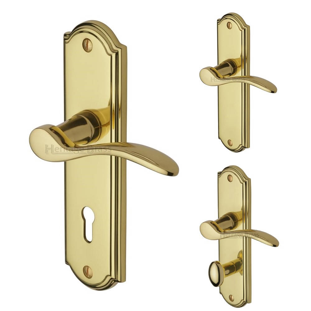 M Marcus Heritage Brass Howard Design Door Handle on Plate Polished Brass