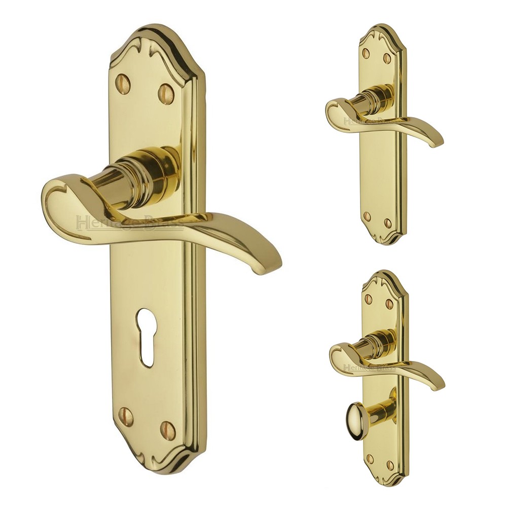 Heritage Brass Verona Small Design Door Handle on Plate – Polished Brass