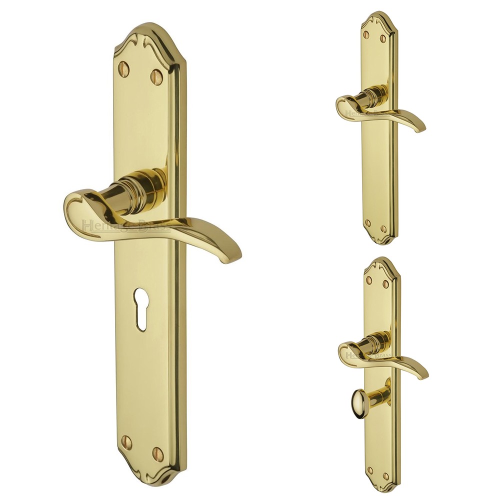 M Marcus Heritage Brass Verona Design Door Handle on Plate Polished Brass