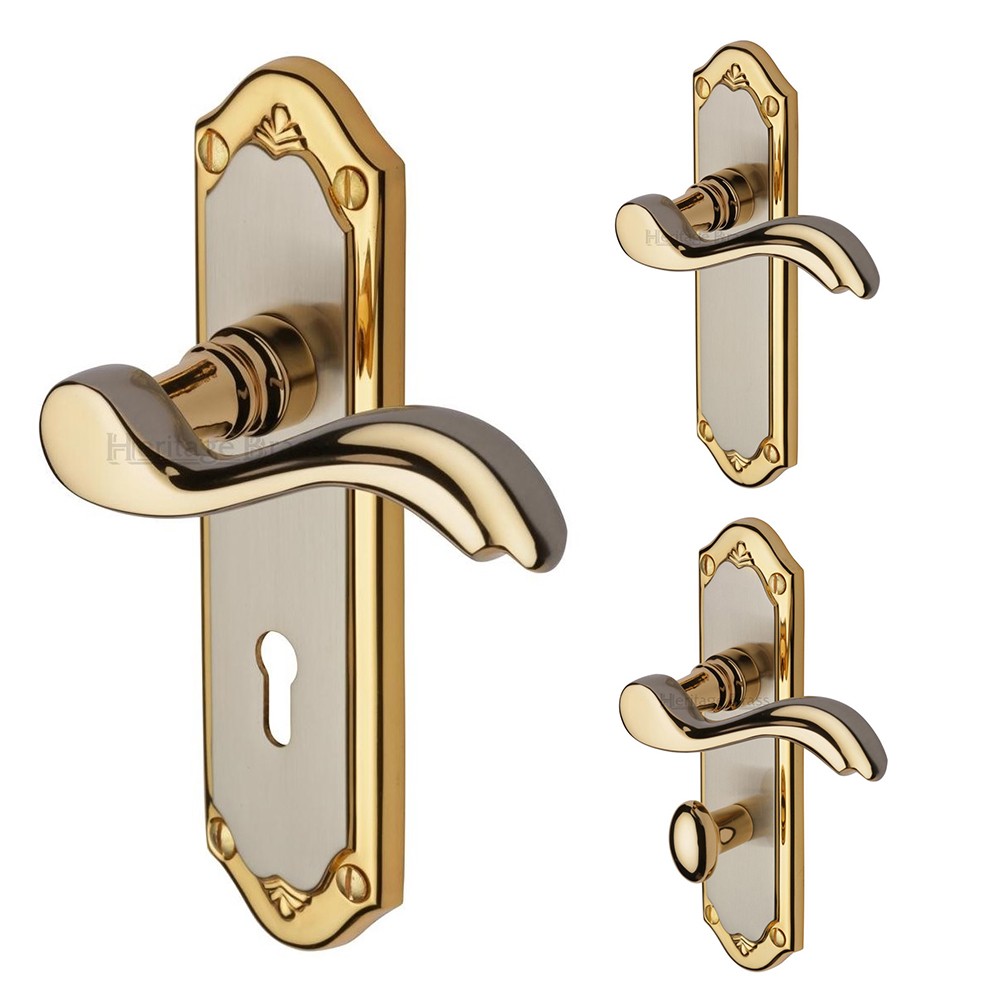 M Marcus Heritage Brass Lisboa Design Door Handle on Plate Jupiter Split Finish