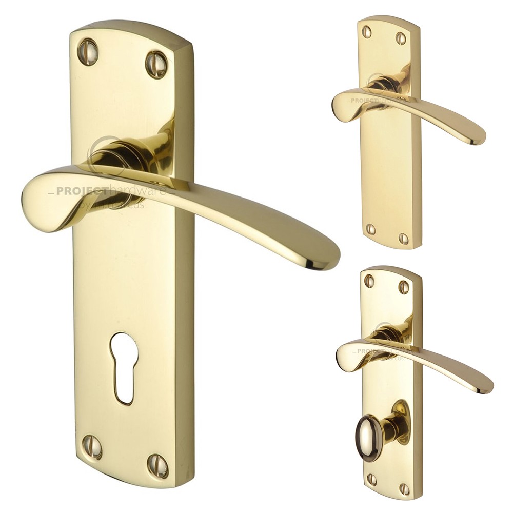 M Marcus Project Hardware Luca Design Door Handle on Plate Polished Brass