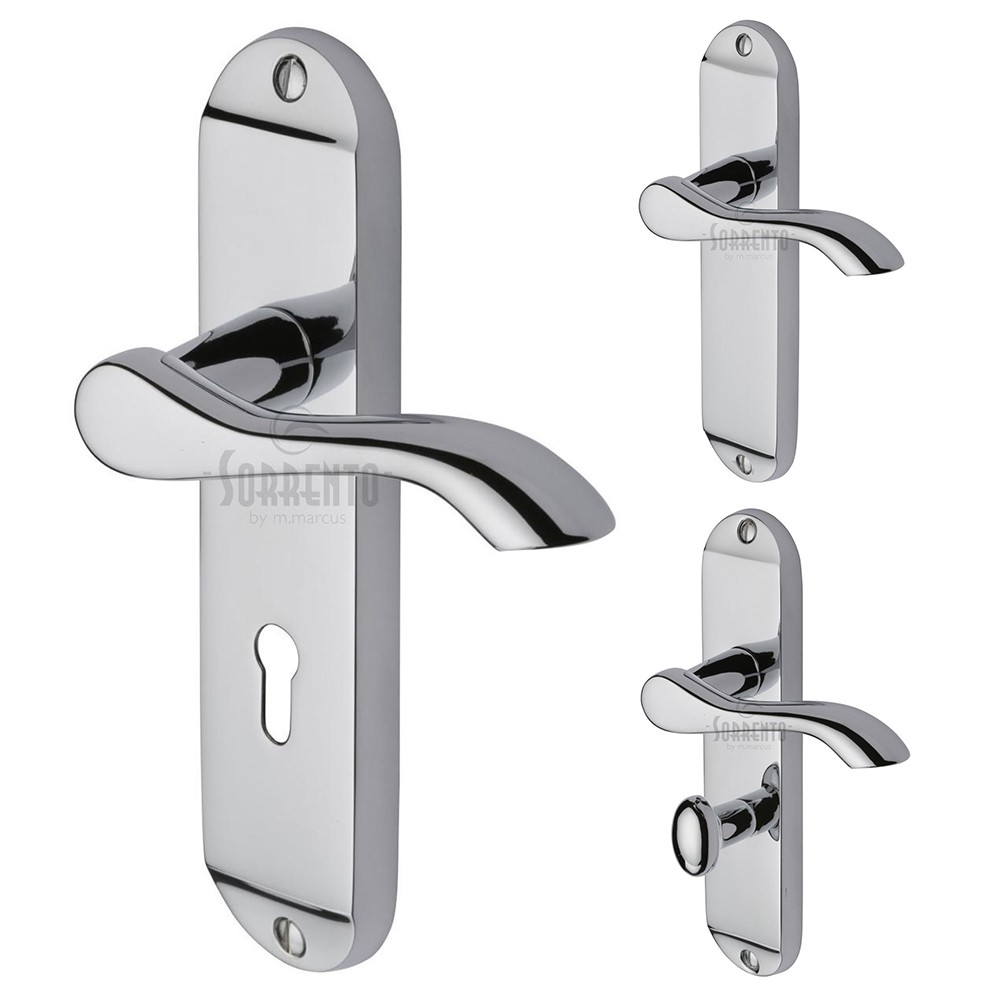 M Marcus Sorrento Aurora Design Door Handle on Plate Polished Chrome Plate