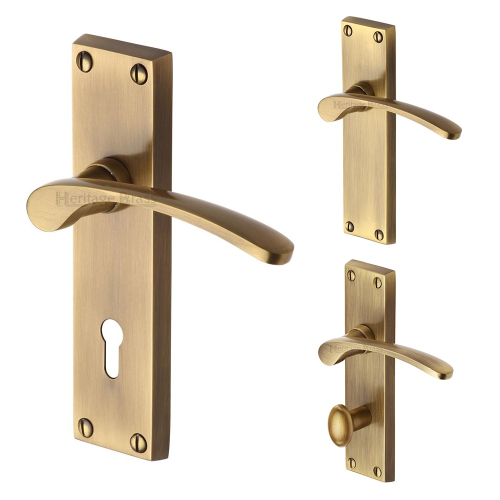 M Marcus Heritage Brass Sophia Design Door Handle on Plate Antique Brass