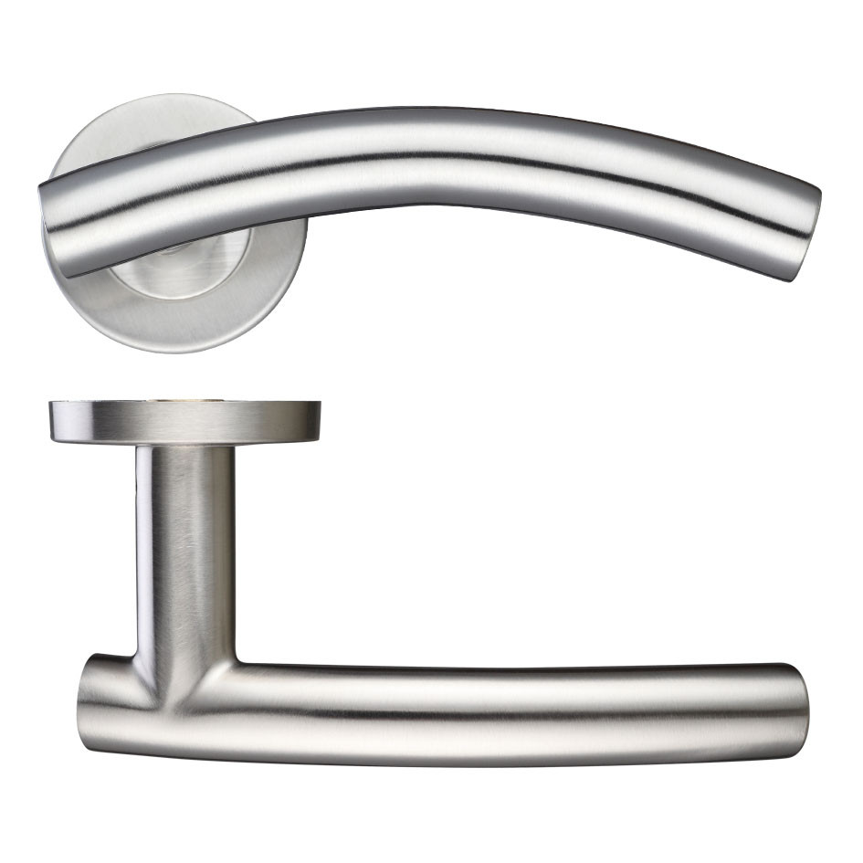 Antimicrobial Eco-Friendly Round Rose Arched T-bar Lever Handles – Push on Rose (Sprung)