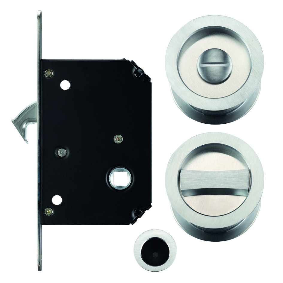 Sliding Door WC Bathroom Set – Antimicrobial Satin Chrome Plate