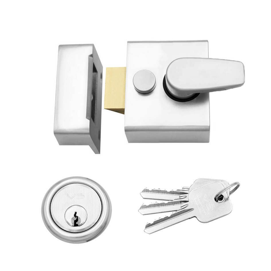 Antimicrobial Narrow Stile Non-Deadlocking Rim Night Latch Suitable for Left and Right Handed Doors Opening Inwards – 40mm backset