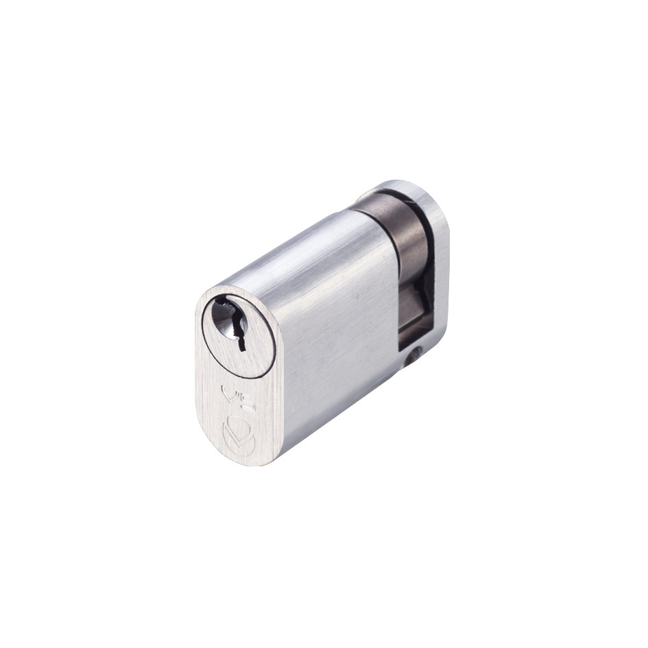 Oval Profile Single Cylinders (K) – Keyed to Differ – Antimicrobial Satin Chrome Plate