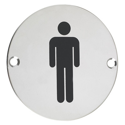 Antimicrobial Male sex symbol sign – Self-Sanitising Antimicrobial Satin Stainless Steel