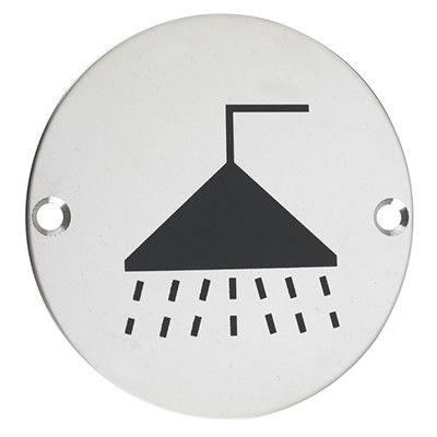 Antimicrobial Satin Stainless Steel Shower symbol sign