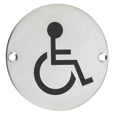 Antimicrobial Satin Stainless Steel Disabled facilities symbol sign