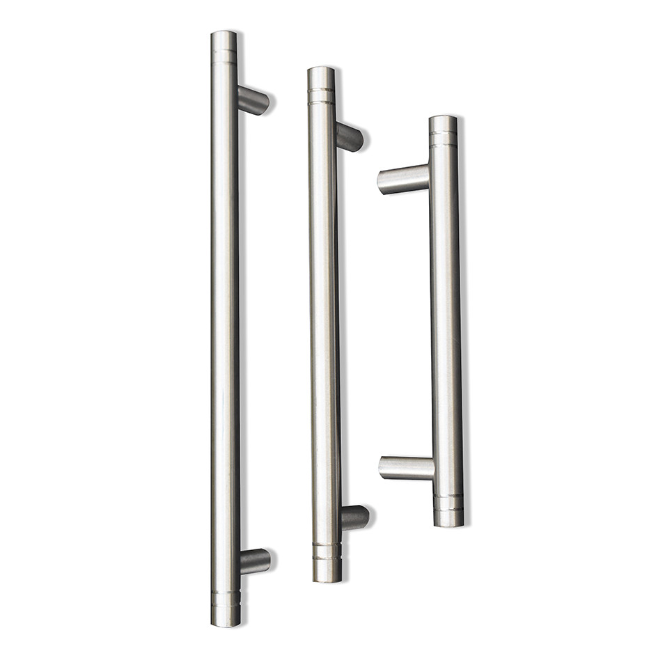 ‘T-bar’ Grooved Wardrobe & Cabinet Handles Complete with Bolt Through Fixings – Antimicrobial Satin Stainless Steel