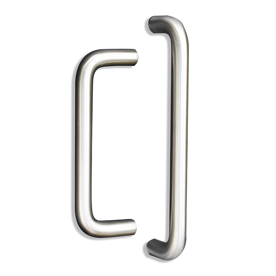 Round Bar Wardrobe & Cabinet ‘D’ Handles Complete with Bolt Through Fixings – Antimicrobial Satin Stainless Steel