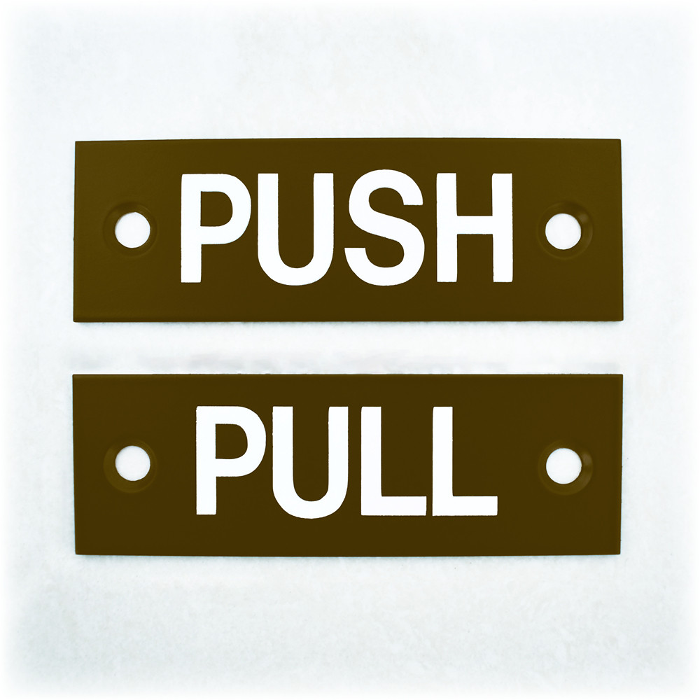 Oblong “PUSH” & “PULL” Signs – Adonic Matt Bronze Powder Coated