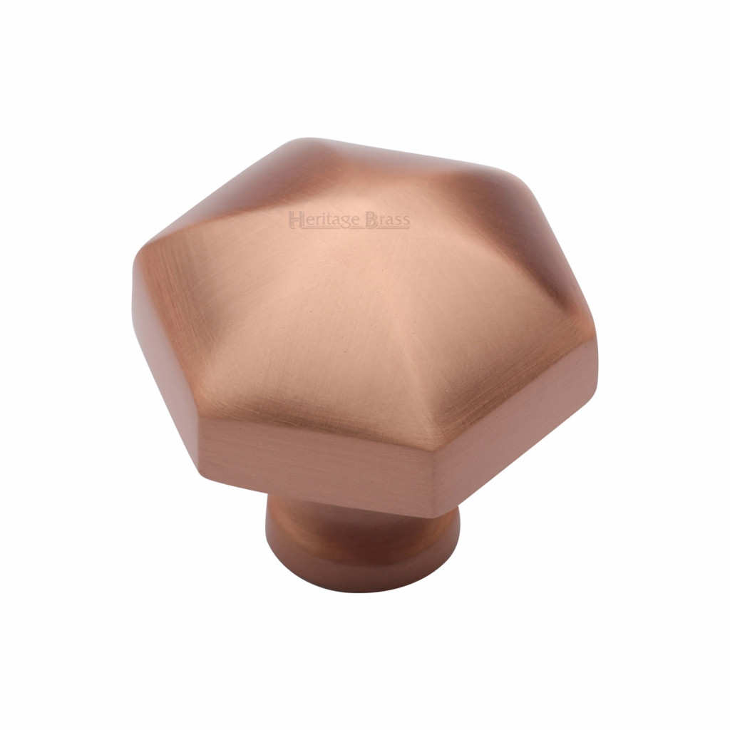 Heritage Brass Hexagon Design Cupboard Knob – 32mm Ø