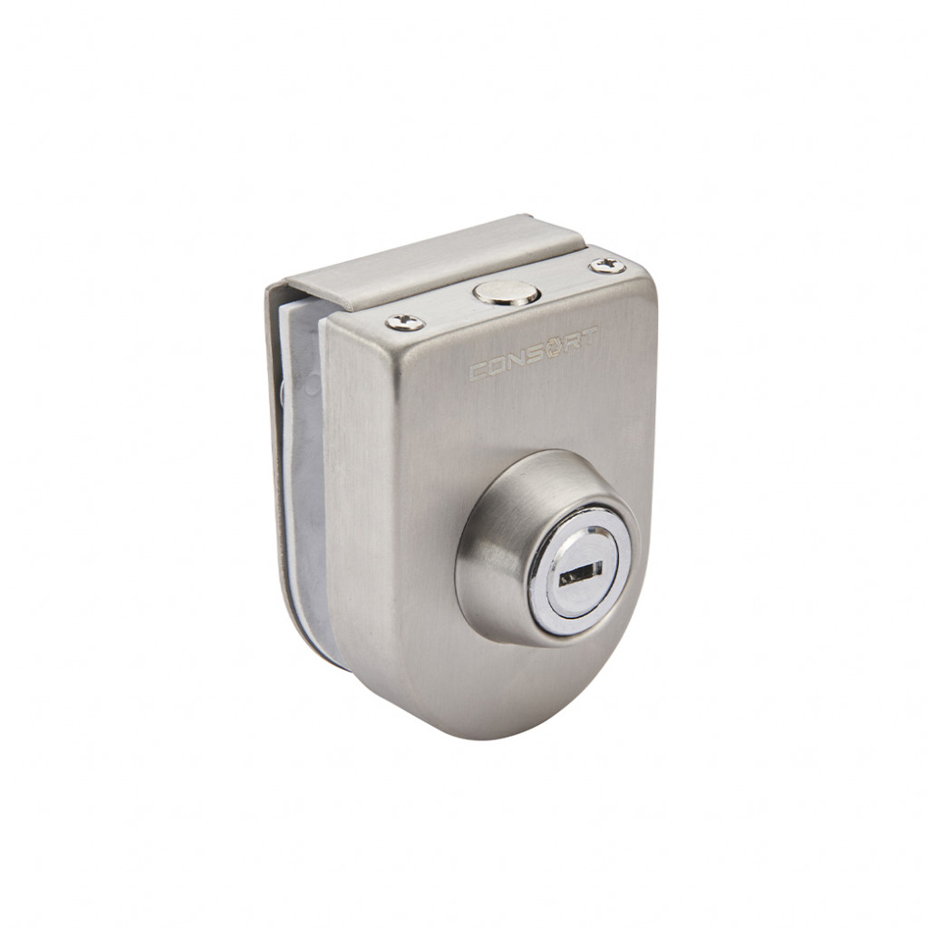Retro Fit Clamp-On Glass Door Lock (no holes required) suitable for 10-12mm thick glass doors