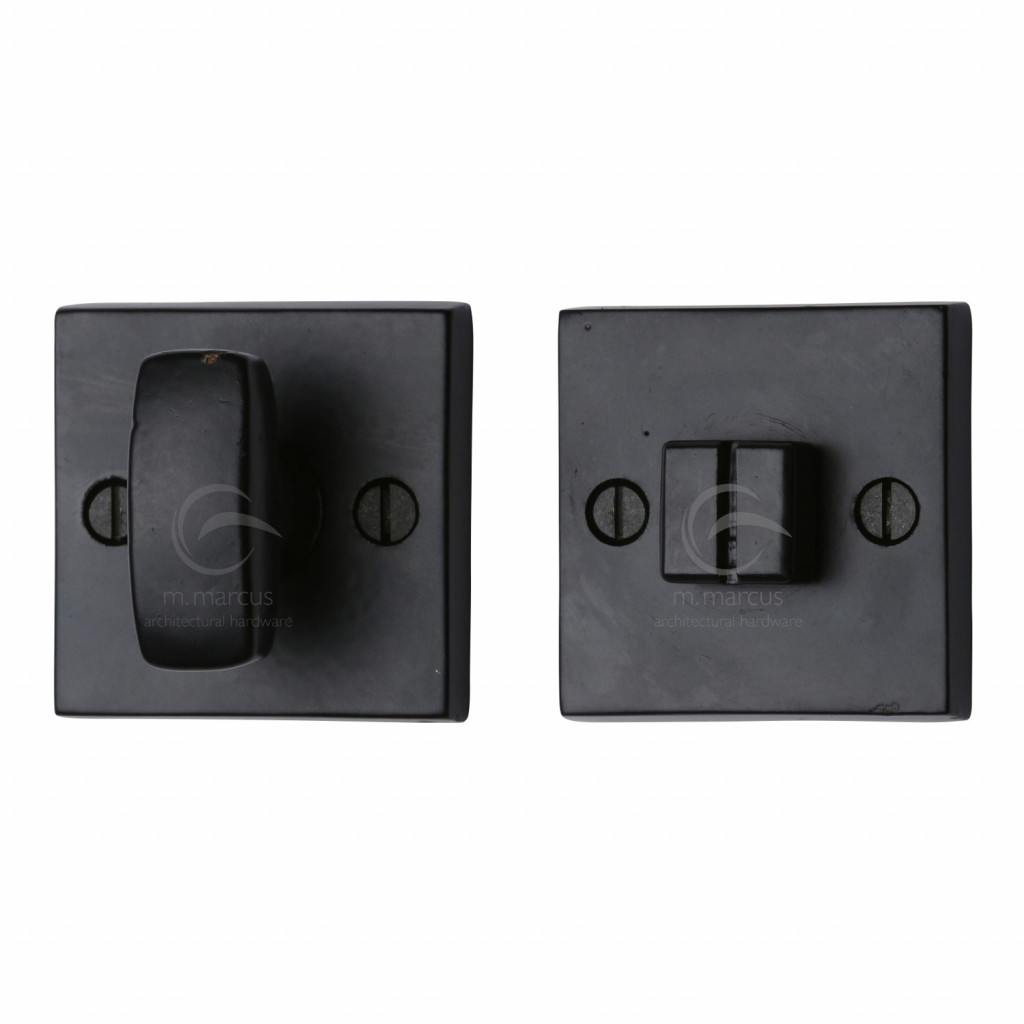 M Marcus Tudor Rustic Black Bathroom Turn & Release on Square Backplate 54 x 54mm