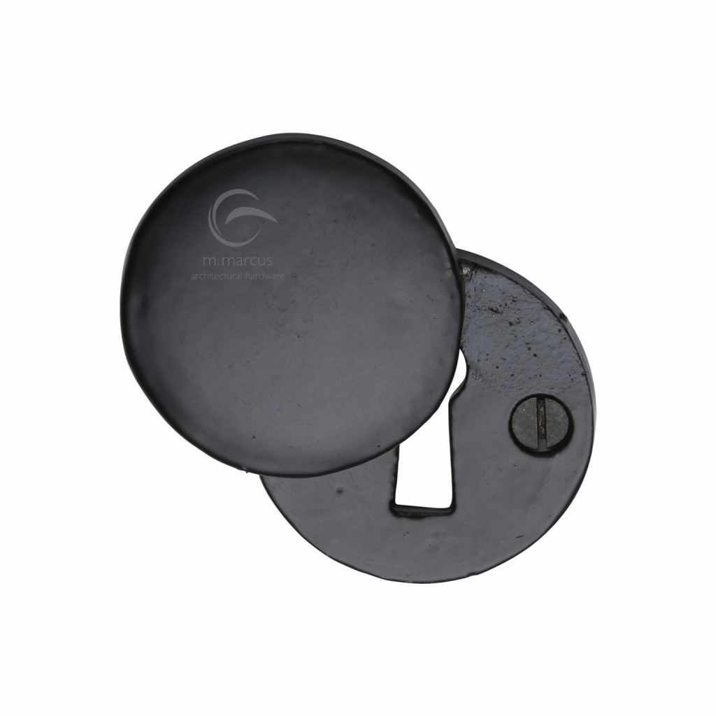 Tudor Rustic Black Round Covered Standard Keyhole Escutcheon – 45mm Ø