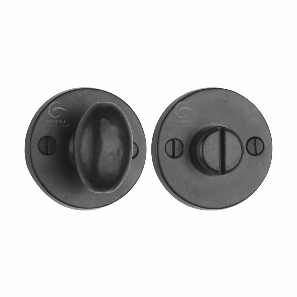 M Marcus Tudor Rustic Black Bathroom Turn & Release on Circular Rose 45mm 