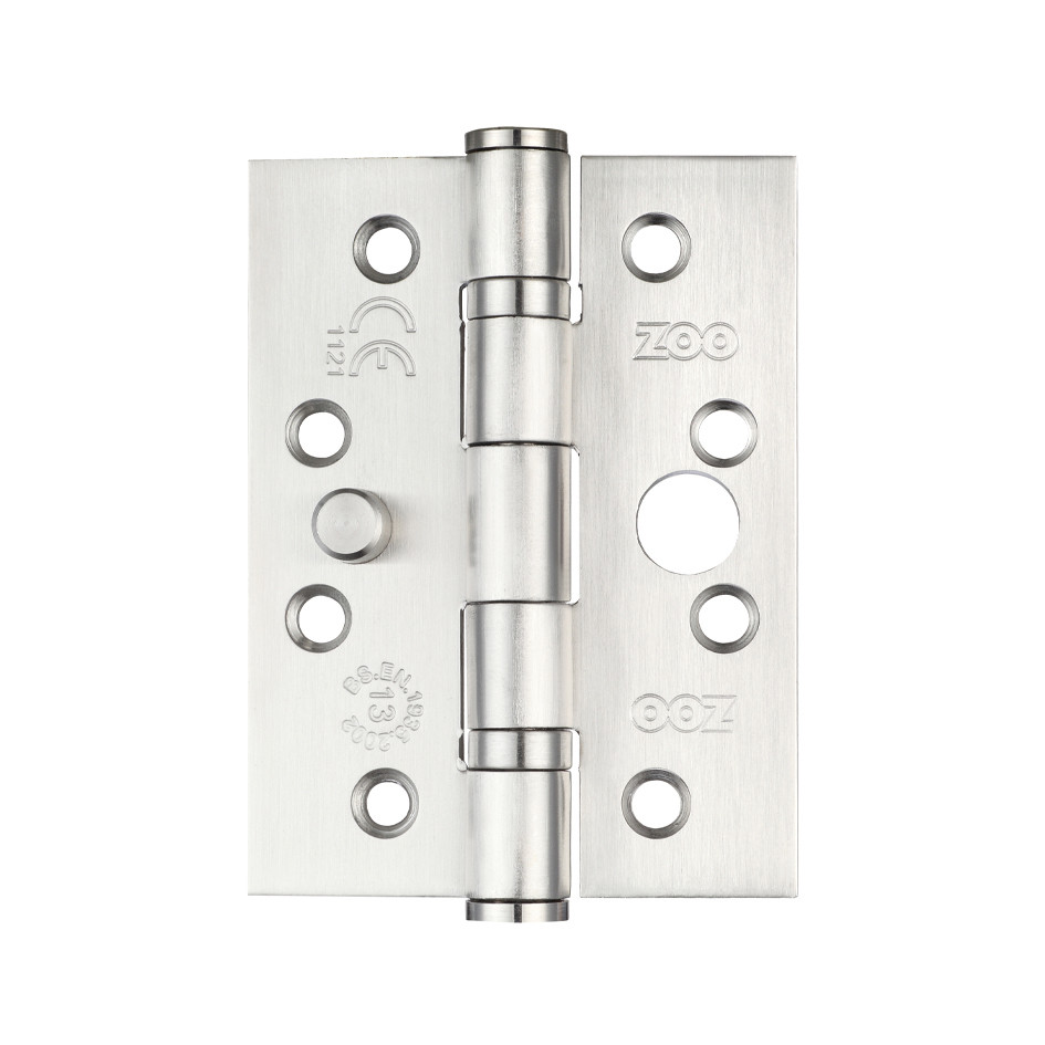 Heavy Duty Security “Dog Bolt” Ball Bearing Hinges 102mm x 76mm x 3mm – Satin Stainless Steel