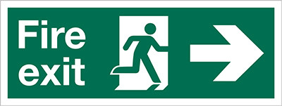 Fire Exit sign, Running Man with Arrow Right