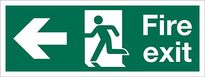 Fire Exit sign, Running Man with Arrow Left
