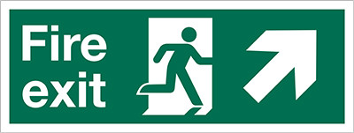 Fire Exit sign, Running Man with Arrow Right Up
