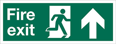Fire Exit sign, Running Man with Arrow Up
