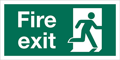 Fire Exit sign with Running Man Right only