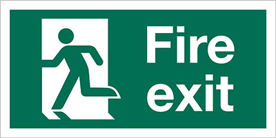 Fire Exit sign with Running Man Left only