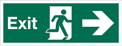 Exit sign, Running Man with Arrow Right