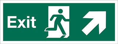 Exit sign, Running Man with Arrow Right Up