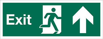 Exit sign, Running Man with Arrow Up