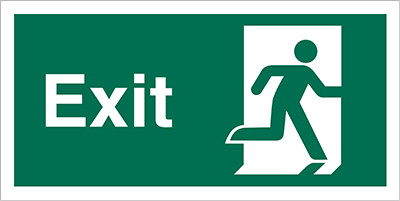 Exit sign with Running Man Right only