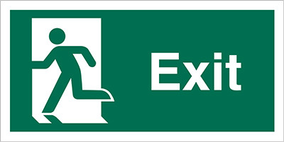 Exit sign with Running Man Left only