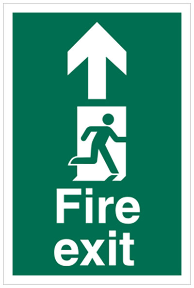 Fire Exit sign, Running Man with Arrow Up – Portrait – 200 x 300mm