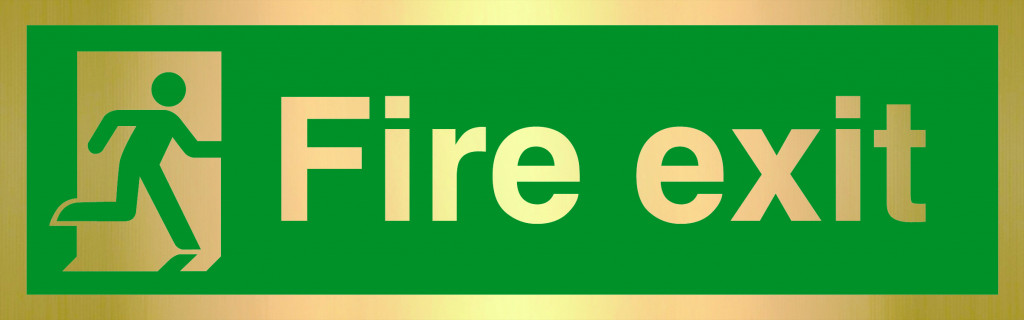 Prestige Range – Fire Exit sign – Gold (400mm x 125mm)
