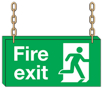 Fire Exit sign with Running Man only – Double Sided Suspension