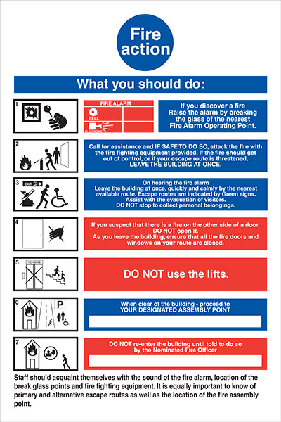 7 Point Fire Action sign – 200 x 300mm