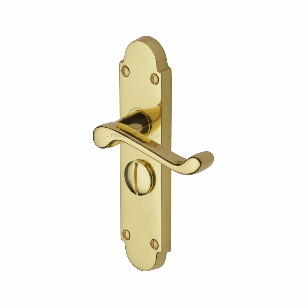 M Marcus Project Hardware Milton Short Design Door Handle on Plate Polished Brass