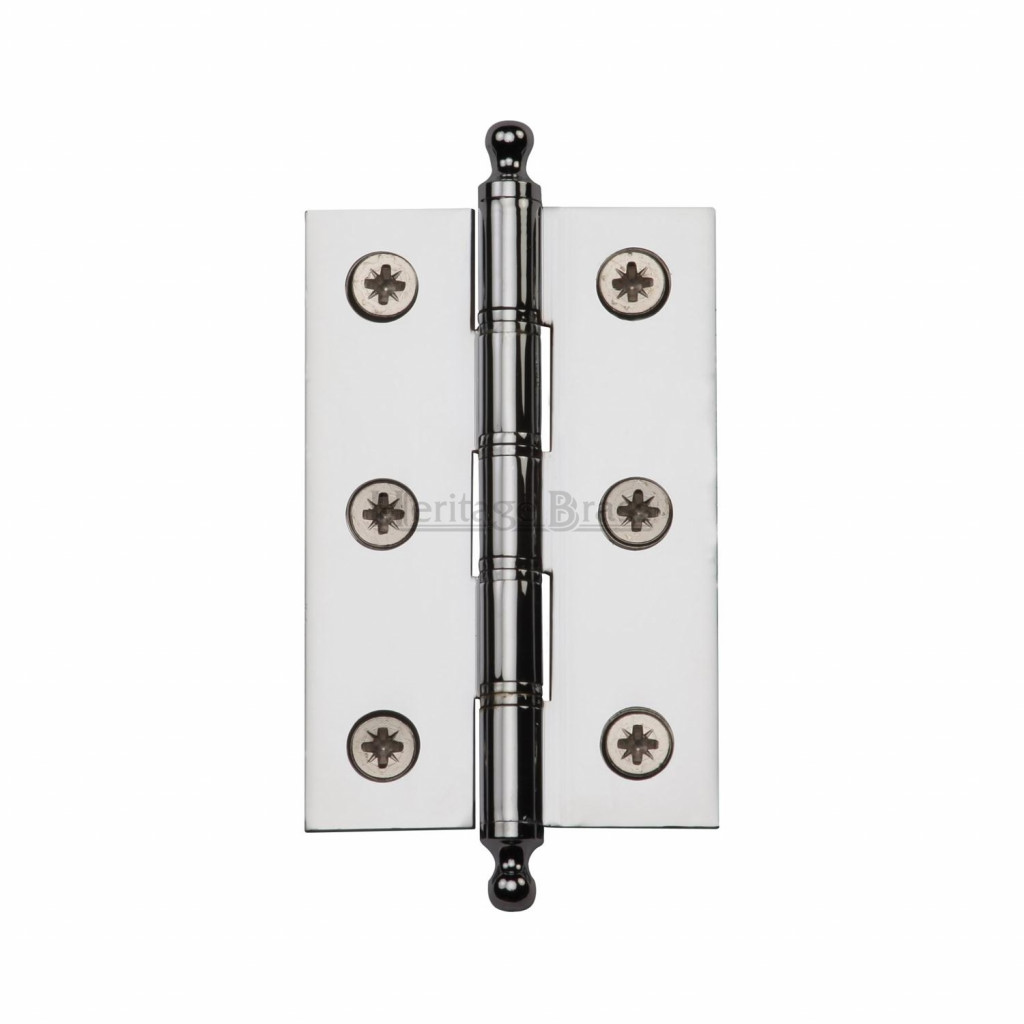 M Marcus Heritage Brass Hinge with Finial 76mm x 50mm