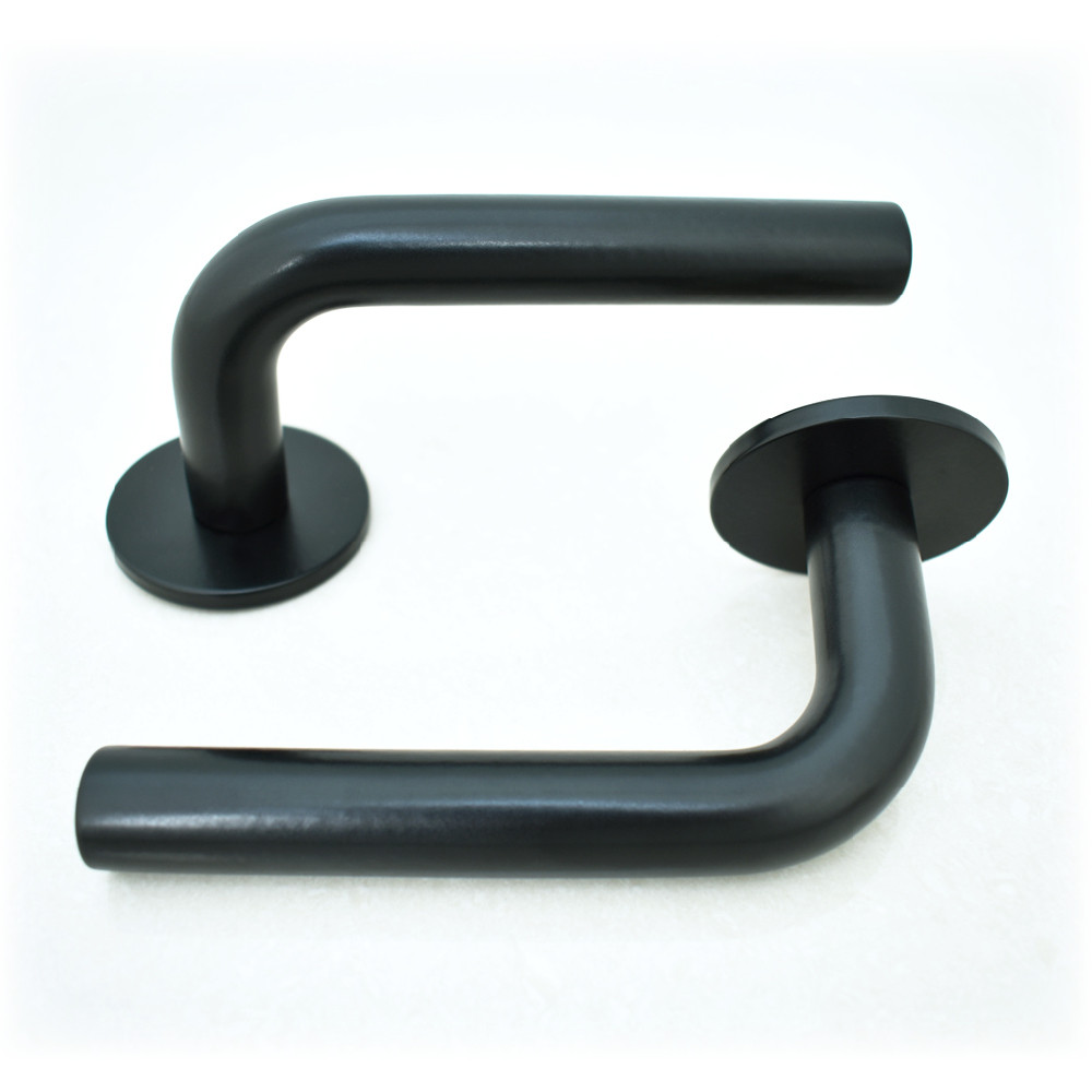 Round Bar Parallel Lever Handles – Matt Black Powder Coated