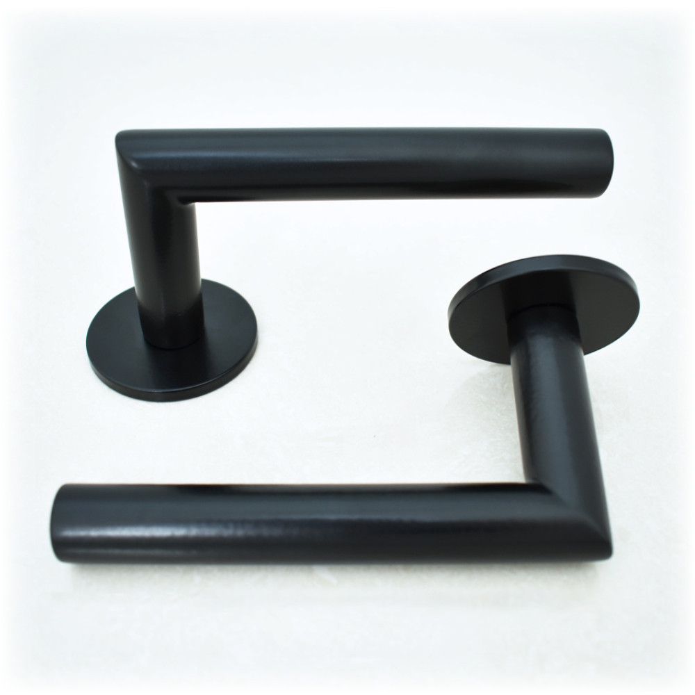 Round Bar Mitred Lever Handles – Matt Black Powder Coated