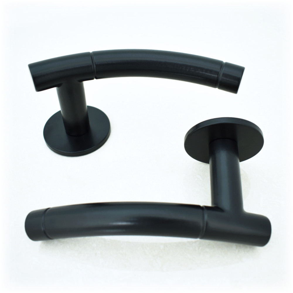 Round Bar Arched Grooved Lever Handles – Matt Black Powder Coated