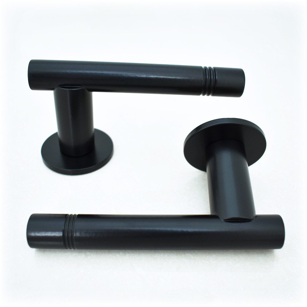 Straight Bar Grooved Lever Handles  – Matt Black Powder Coated