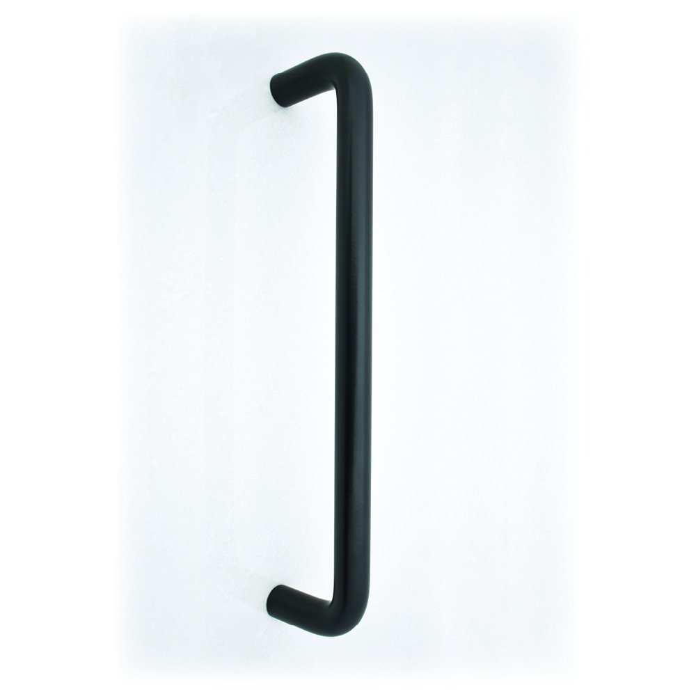 Round Bar “D” Shaped Pull Handle with Bolt Through Fixings – Matt Black Powder Coated