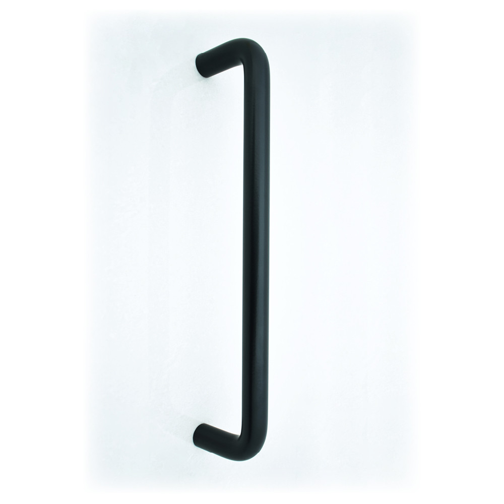 Round Bar “D” Shaped Pull Handle with Bolt Through Fixings Matt Black