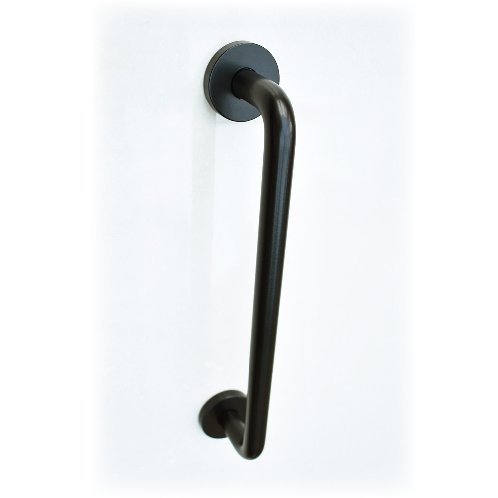 Round Bar “D” Shaped Pull Handle on Concealed Face Fixing Roses – Matt Black Powder Coated