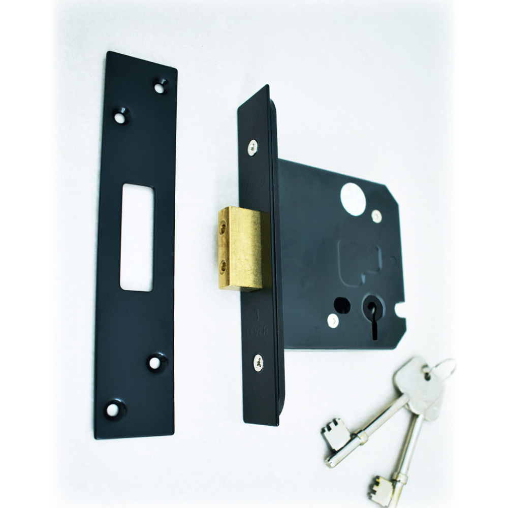 3 Lever Deadlock – Matt Black Powder Coated