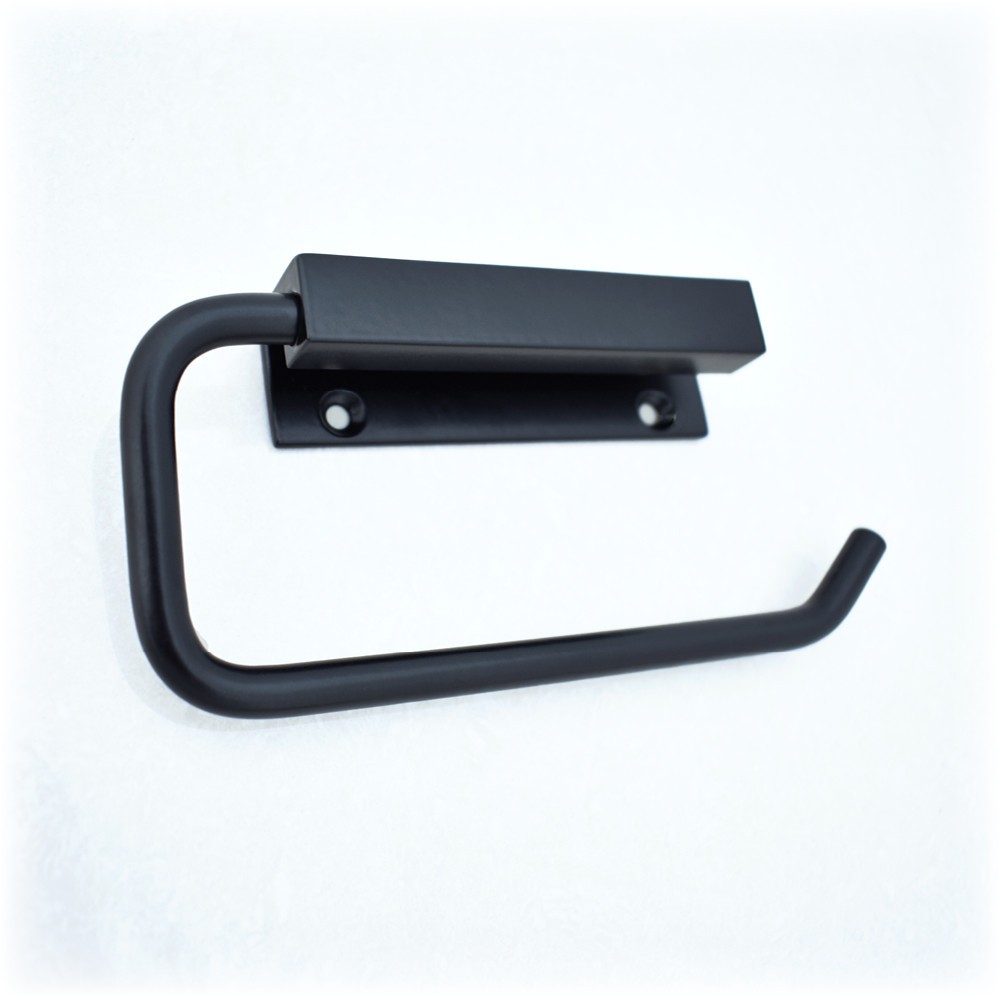 Square Section Face Fixing Toilet Roll Holder – Matt Black Powder Coated