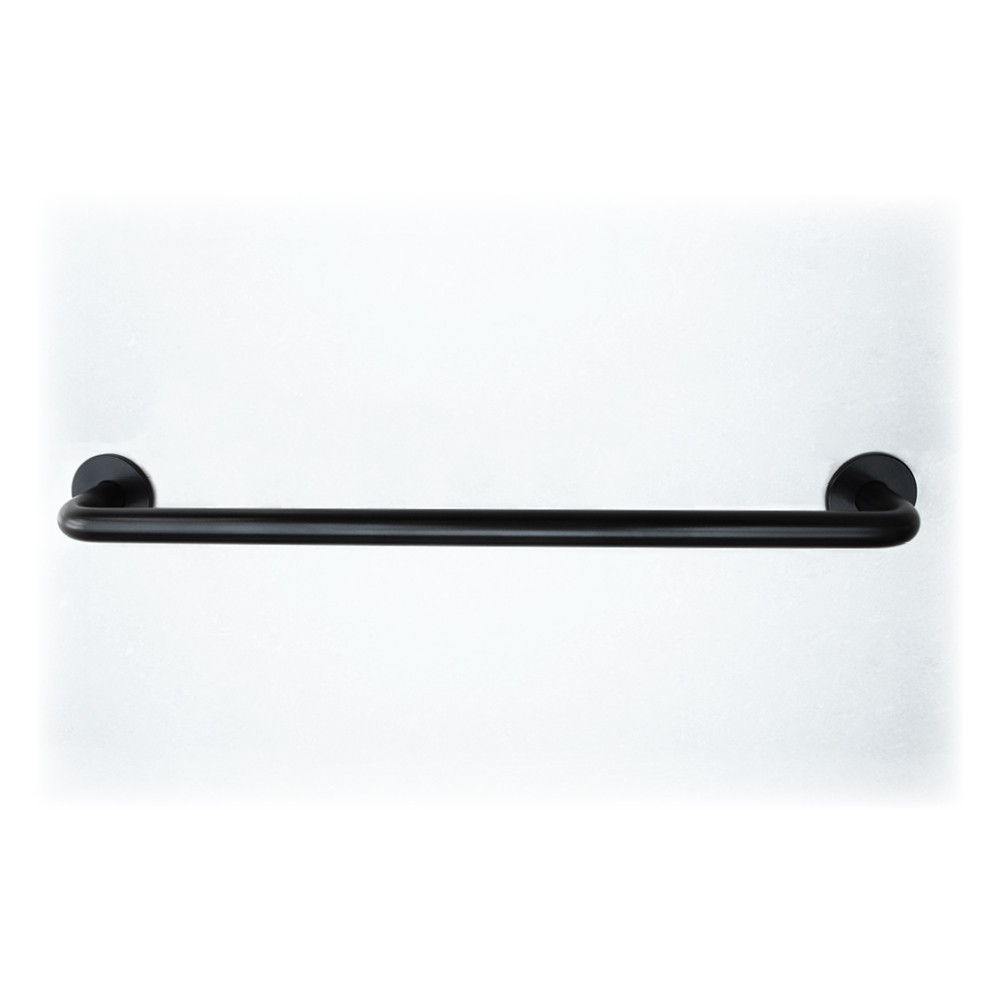 Round Bar Towel Rail with Concealed Face Fixing Roses  – Matt Black Powder Coated